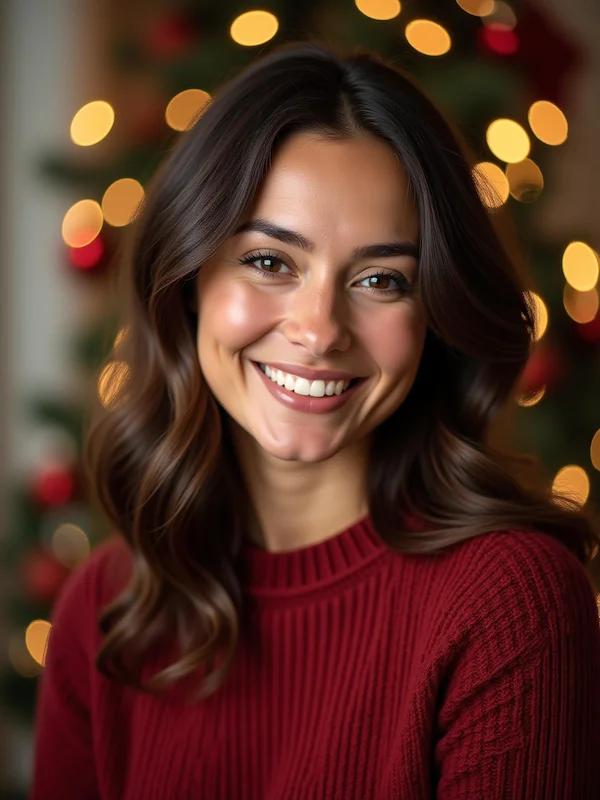 Festive-themed headshot with clean holiday styling