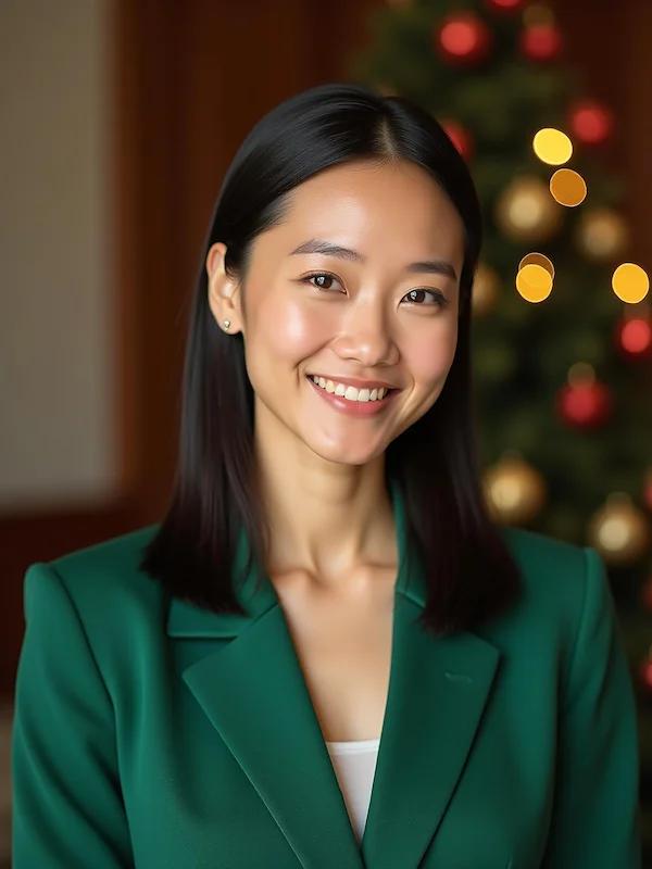 Festive portrait with neutral holiday background