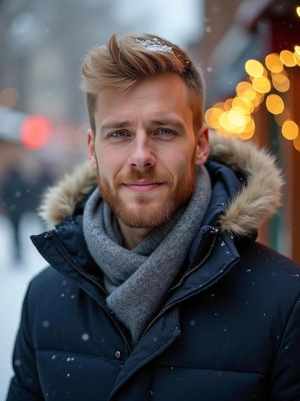 Modern holiday headshot with understated seasonal design