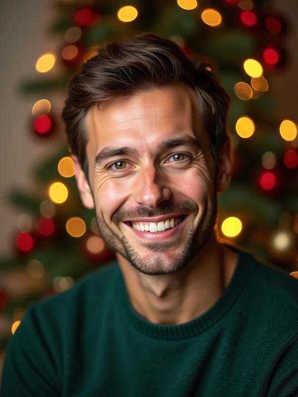 Seasonal professional portrait with winter-inspired styling