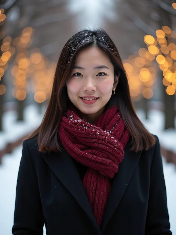 Christmas-themed headshot with minimal decorative elements