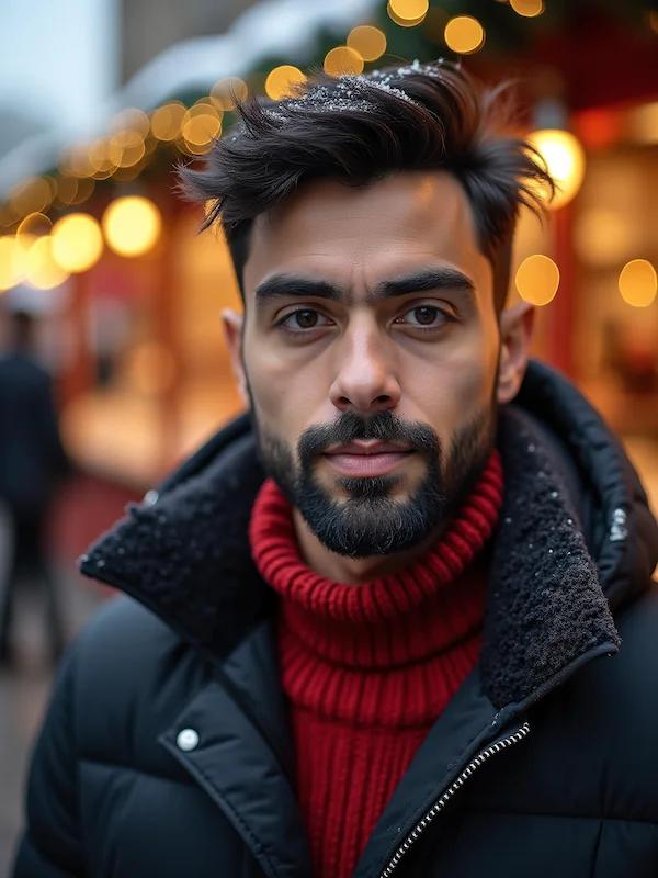 Holiday headshot with clean, uncluttered seasonal backdrop