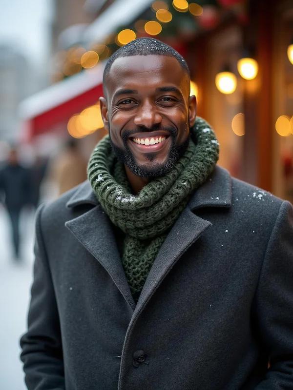 Polished holiday portrait with lightly festive mood