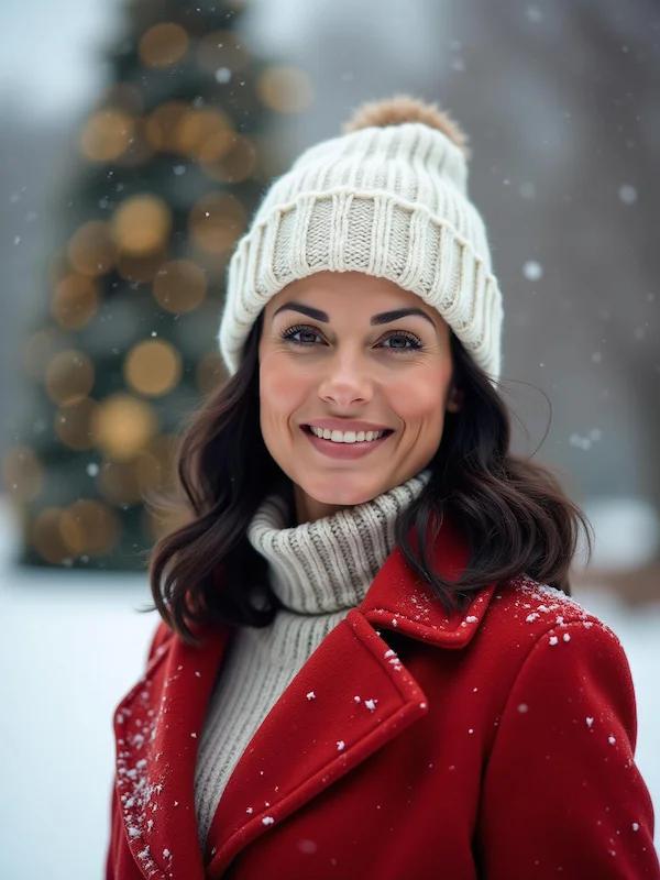 Festive portrait with warm seasonal tones and professional quality