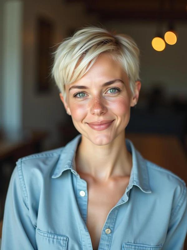 AI dating profile picture created with AI – relaxed coffee shop look for dating apps