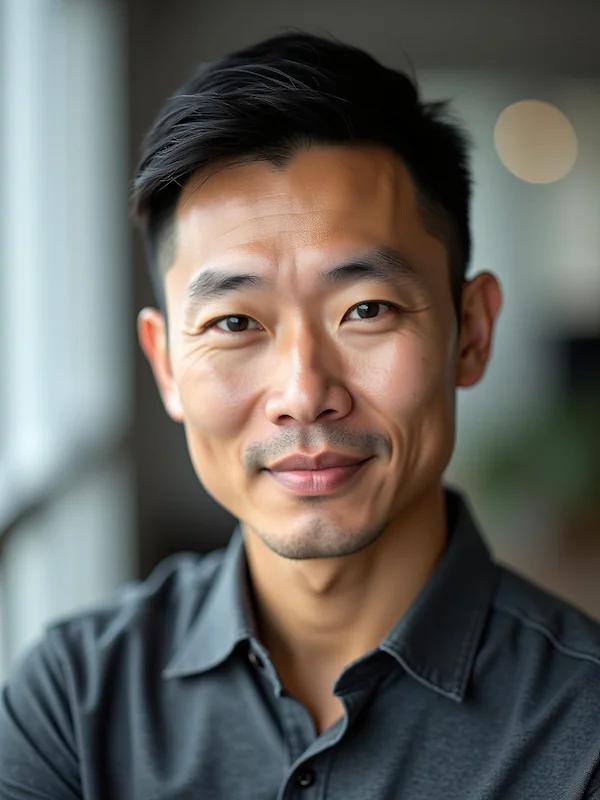 AI dating photo generator result – studio-style headshot with natural lighting