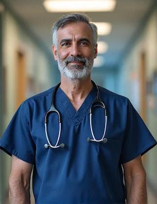 Physician portrait with simple, neutral backdrop