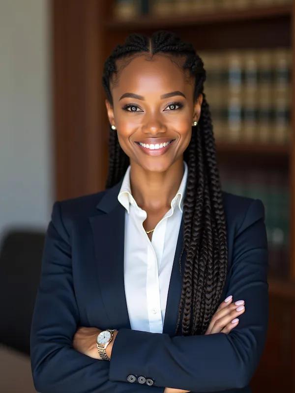 Classic legal professional headshot with neutral setting