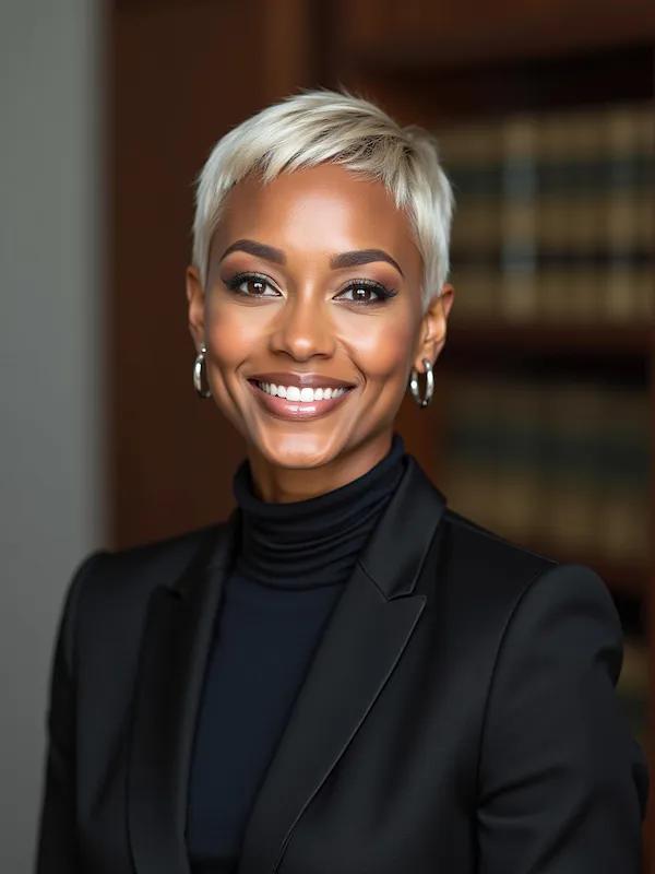 Modern attorney headshot with minimal backdrop