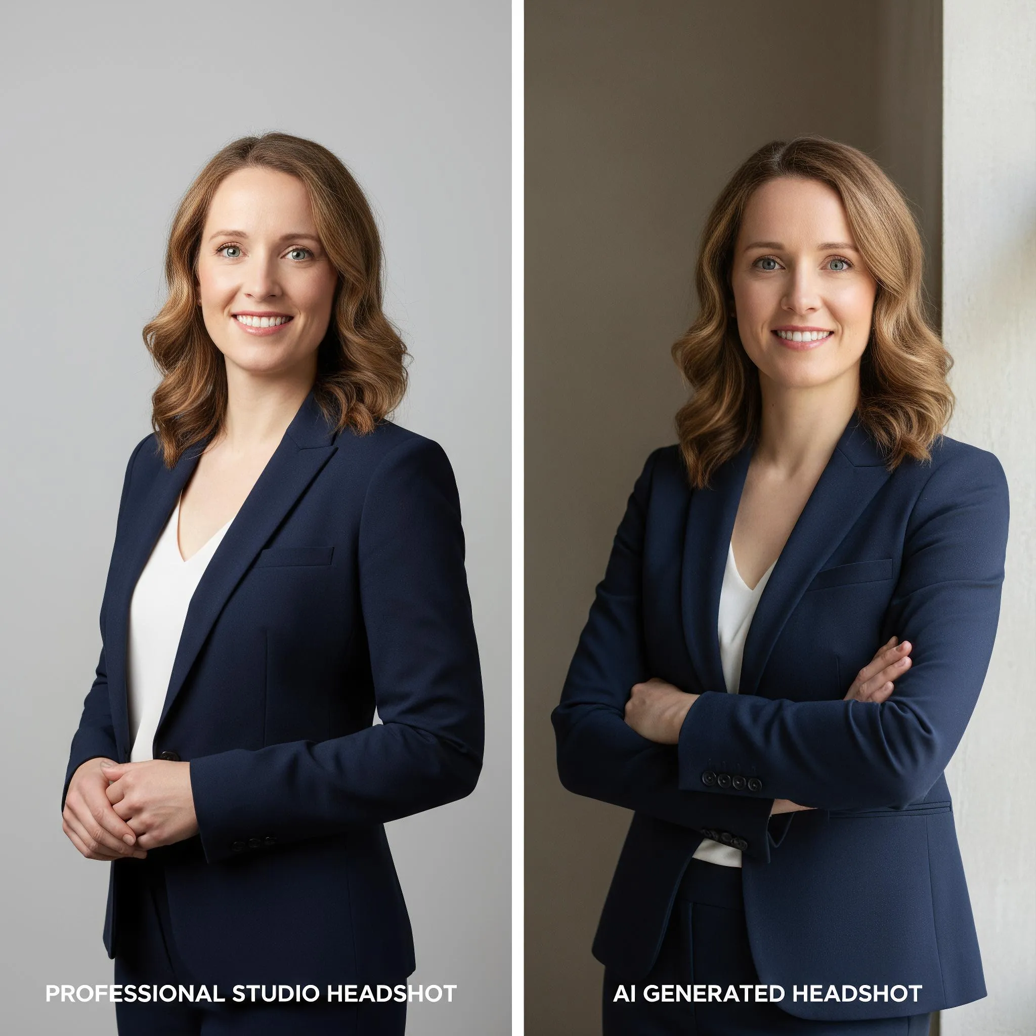 Professional studio vs AI headshot comparison