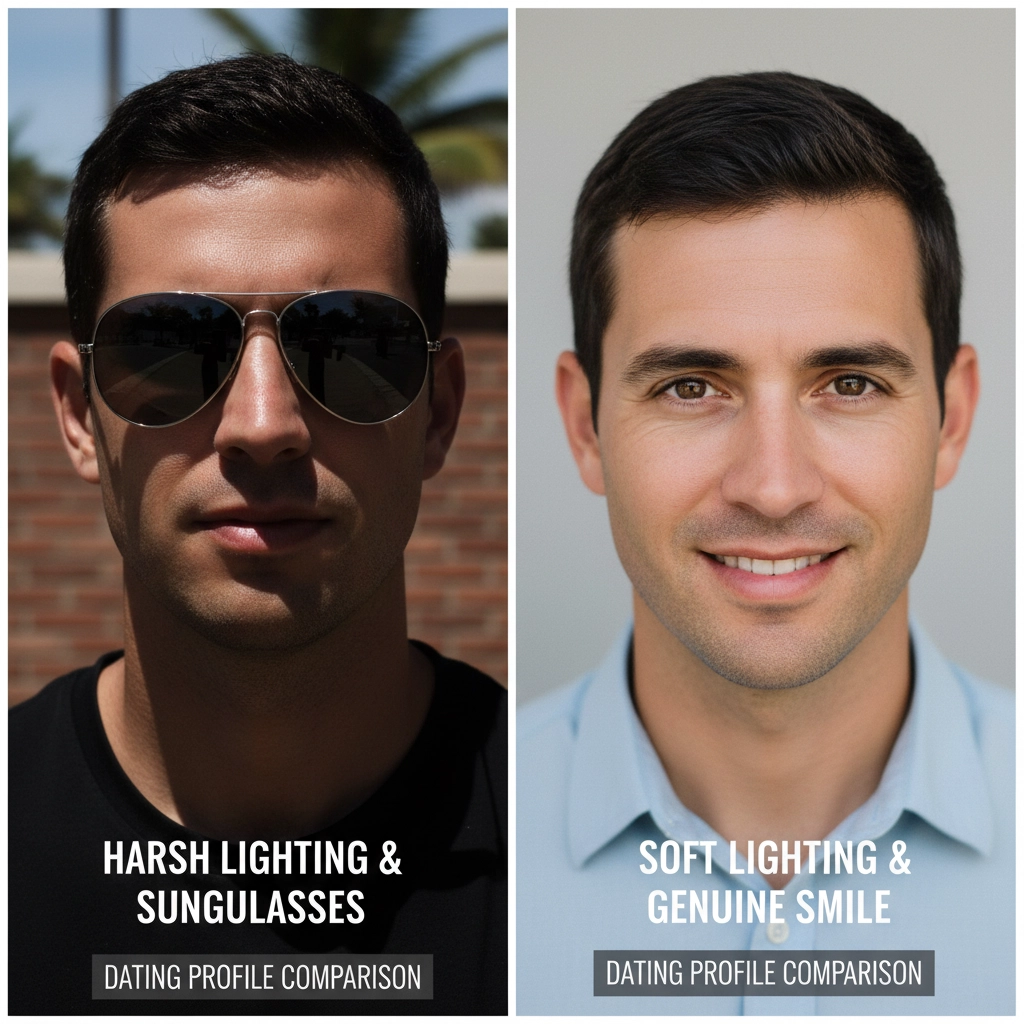 Hiding behind sunglasses in dating photos