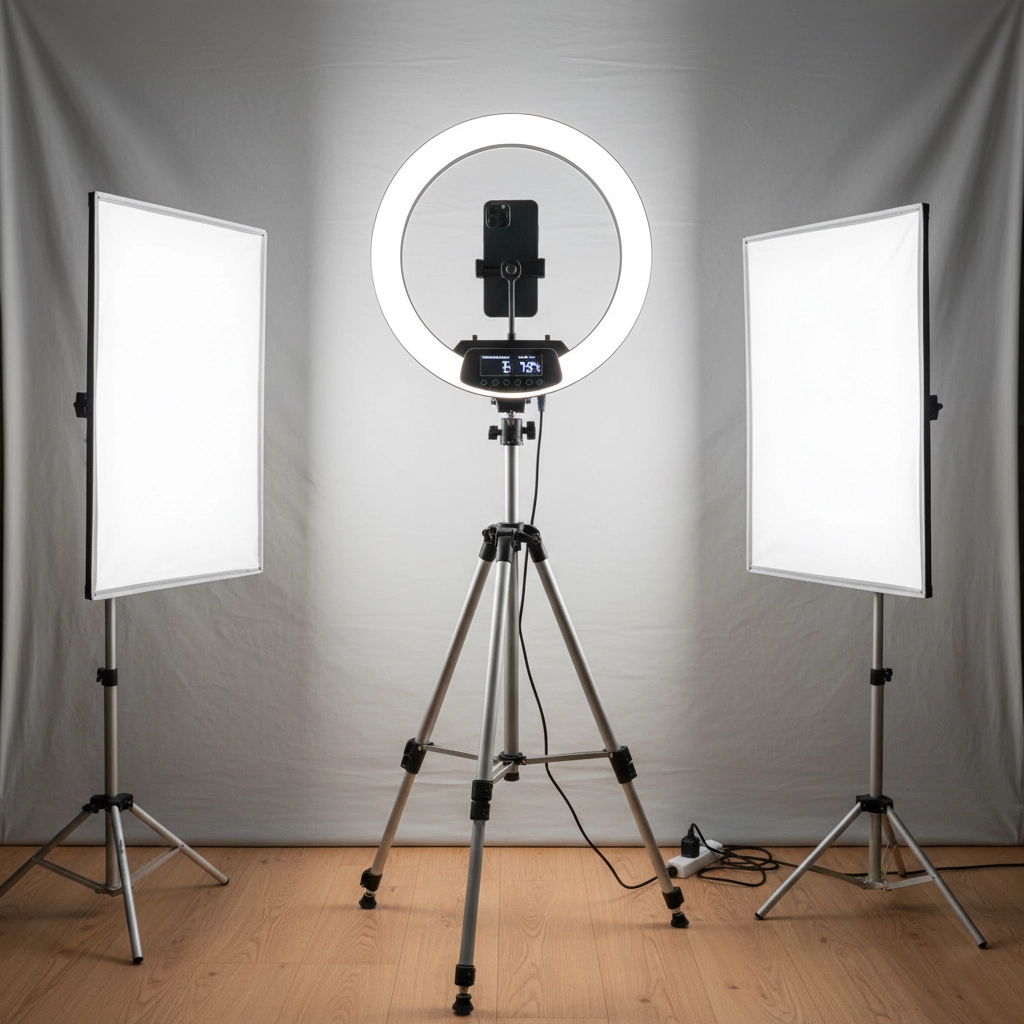 Professional headshot lighting setup