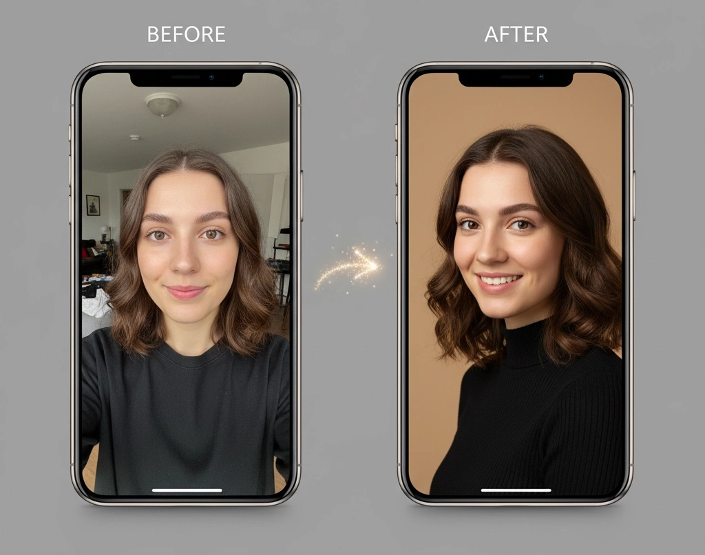 Professional vs amateur headshots before and after