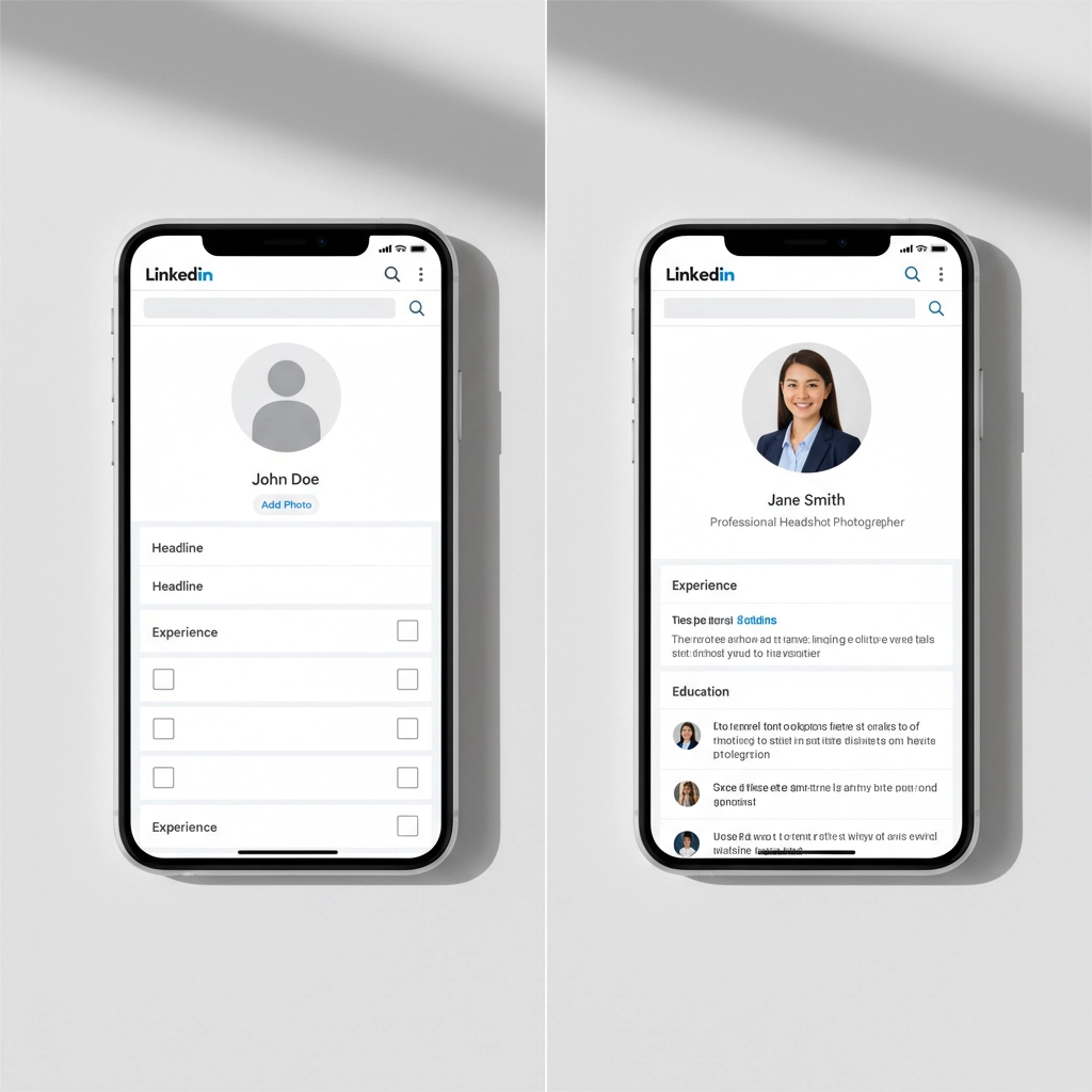 With and without headshot comparison
