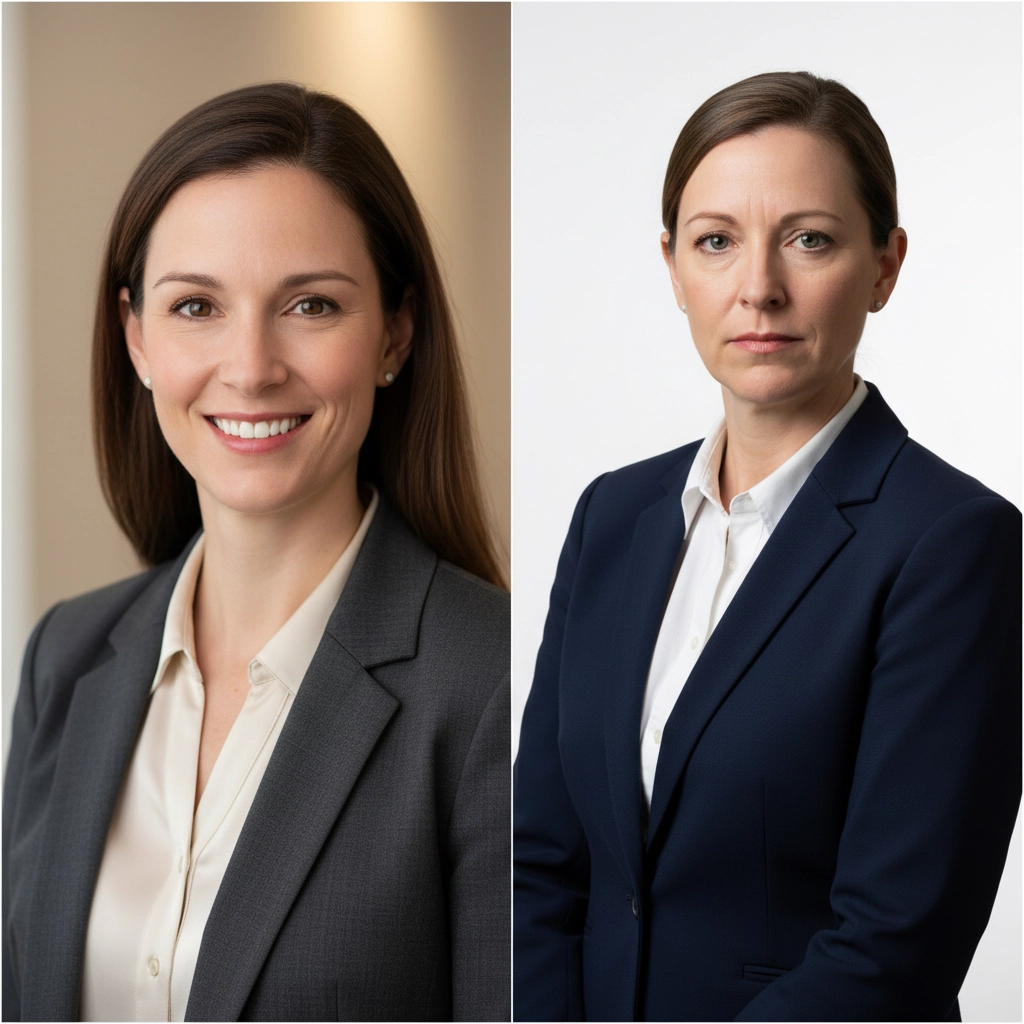 Professional headshot smile test