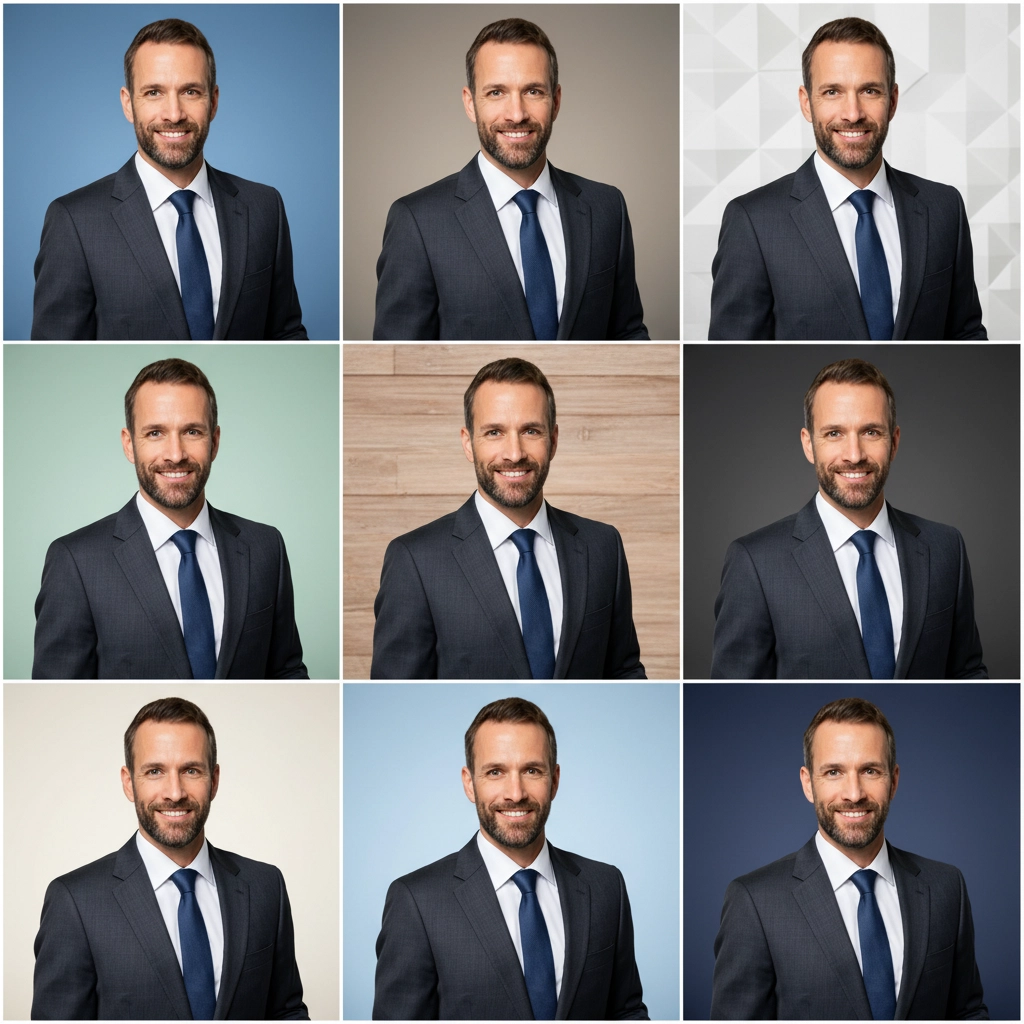Multiple AI headshot styles generated simultaneously